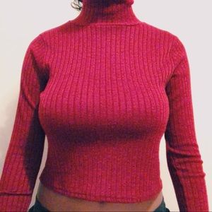 “turtleneck” red crop top